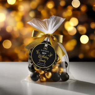 Elegant Black Guld Butterflies 80:e Födelsedagsfes Gåvor Etiketter