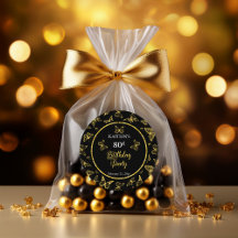 Elegant Black Guld Butterflies 80:e Födelsedagsfes