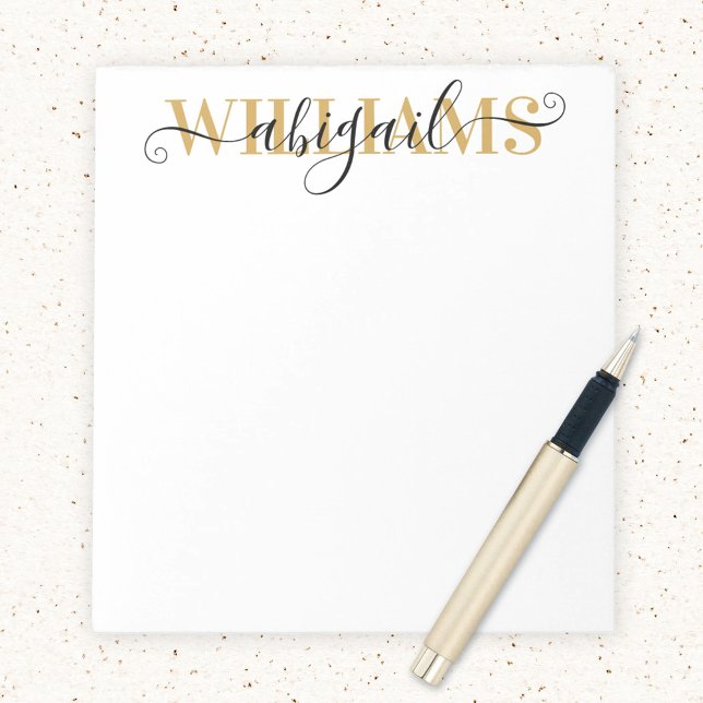 Elegant Black Guld Calligraphy-skript Namn Anteckningsblock (Skapare uppladdad)