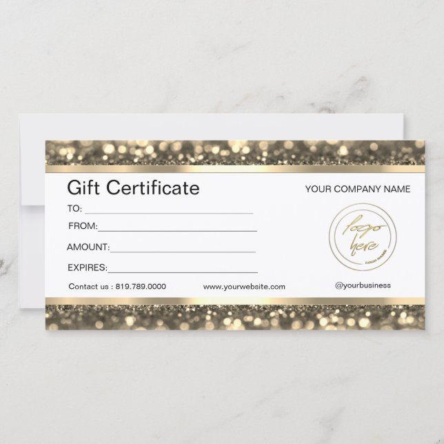 Elegant Black & Guld | Certifikat för gåva av Logo (Baksida)