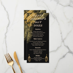 Elegant Black & Guld Champagne Mors dag Meny