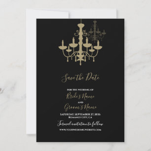 Elegant Black Guld Chandelier Bröllop Spara Datumet