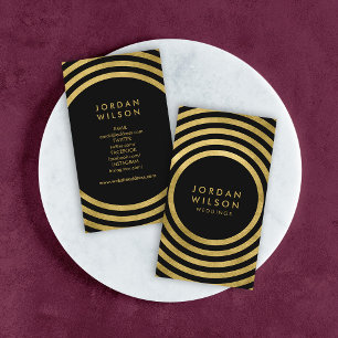 Elegant Black Guld Circles Geometric Social Media Visitkort
