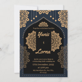 ELEGANT black GULD CLASSIC MANDALA BRÖLLOP INVITAT Inbjudningar
