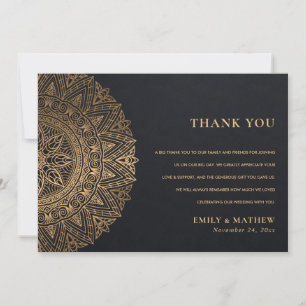 ELEGANT BLACK GULD CLASSIC ORNATE MANDALA BRÖLLOP TACK KORT