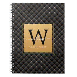 Elegant Black Guld Classy Monogram Initialt foto Anteckningsbok