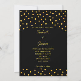 Elegant Black Guld Confetti Inbjudningar
