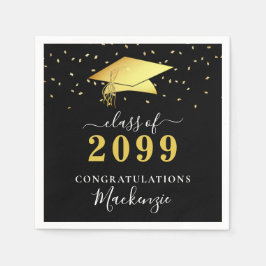 Elegant Black Guld Confetti Studenten Pappersservett