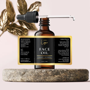 Elegant Black Guld Cosmetic Skincare Flaska-etiket Fraktsedel