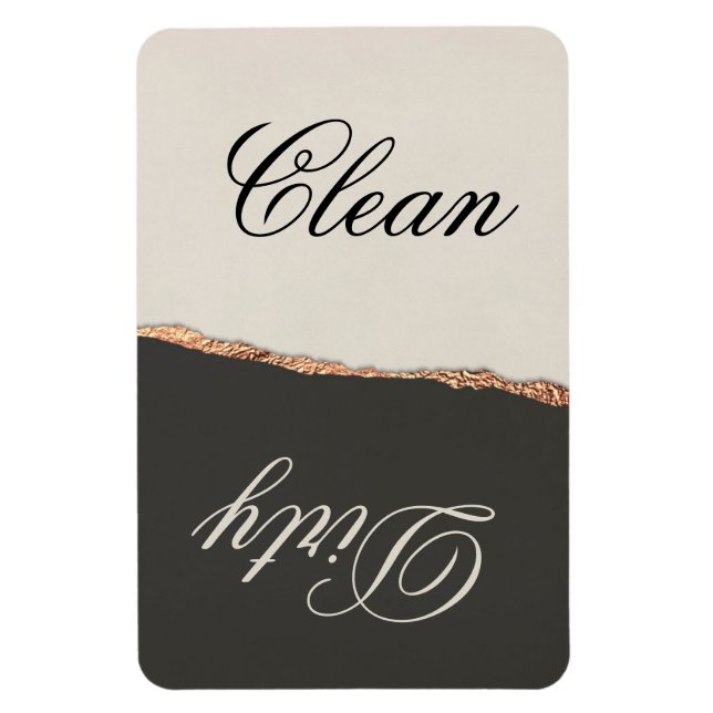 Elegant Black Guld & Cream Clean/Dirty Dishwasher Magnet (Vertikal)