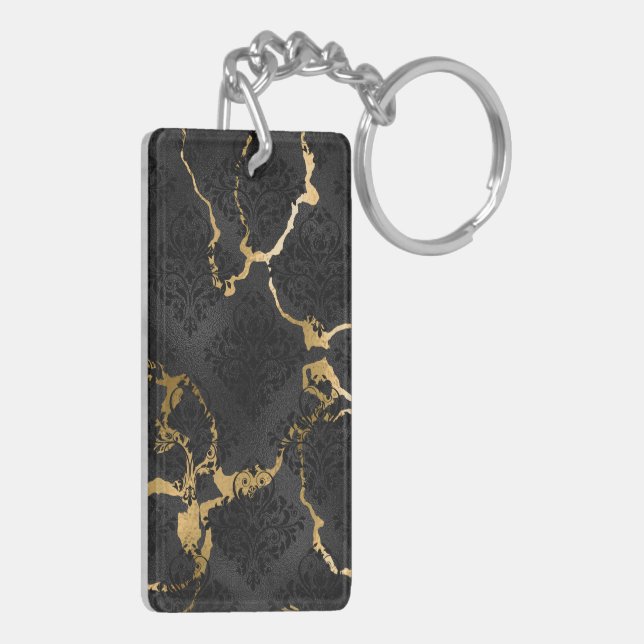 Elegant Black & Guld Diamond Design (Vänster Baksida)