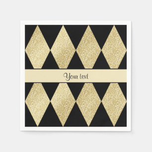 Elegant Black & Guld Diamonds Pappersservett