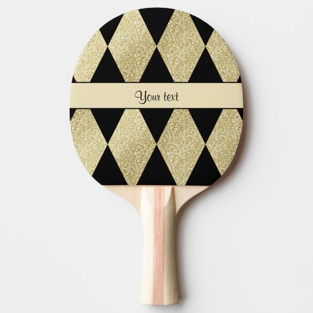 Elegant Black & Guld Diamonds Pingisracket (Framsidan)