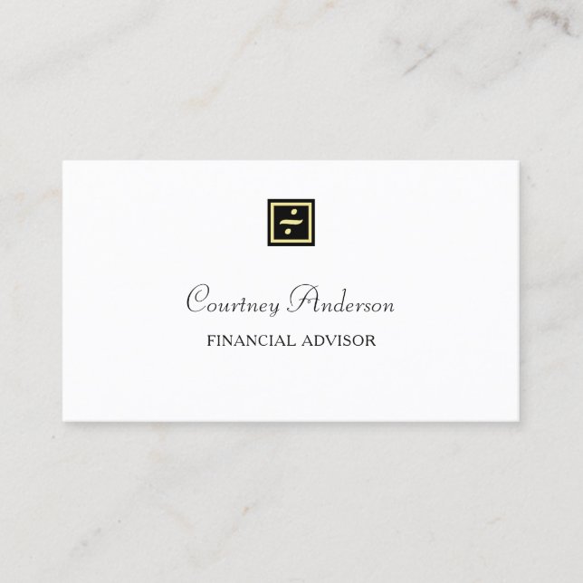 Elegant Black Guld Division Logotyp Financial Advi Visitkort (Framsida)