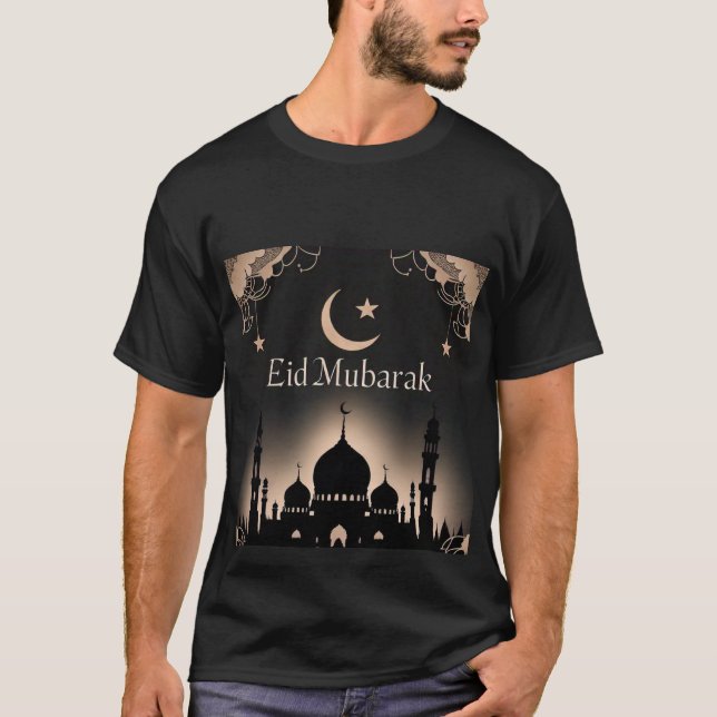 Elegant Black & Guld Eid Mubarak tshirt for Manar T Shirt (Framsida)