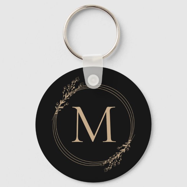 Elegant Black Guld, engradig nyckelkedja Nyckelring (Framsida)