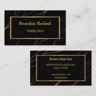 Elegant Black Guld Eucalyptus Thread Visitkort