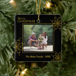 Elegant Black Guld Family Photo God jul Julgransprydnad Keramik