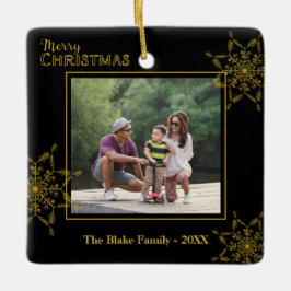 Elegant Black Guld Family Photo God jul Julgransprydnad Keramik