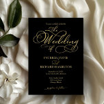 Elegant Black Guld Faux Foil Script Bröllop Inbjudningar<br><div class="desc">Öka bröllop-upplevelsen till nya höjder av sofistikering och glamor med vår fantastiska svarta och moderna bröllop-svit i guld! Anpassa den utan problem med bara några klick och skapa ett firande som är unikt för dig. Om du har några frågor, behöver hjälp eller vill spara några detaljer, tveka inte att nå...</div>
