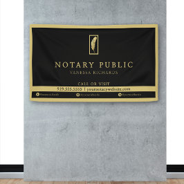 Elegant Black Guld Feather Logotyp Notary Event