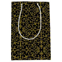 Elegant Black & Guld Filigree Mönster