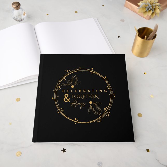 Elegant Black & Guld firar tillsammans och alltid Gästböcker (Framsidan öppen)
