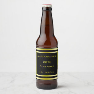 Elegant Black & Guld - födelsedagspunkt Ölflaska Etikett