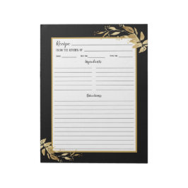 Elegant Black Guld Foliage Recipe Anteckningsblock