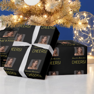 Elegant Black Guld fotoskript Namn Presentpapper