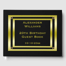 Elegant Black & Guld Framed Birthday Gästböcker