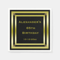 Elegant Black & Guld Framed Man's 65e Birthday
