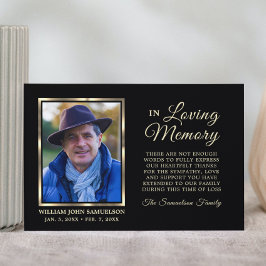 Elegant Black Guld Funeral Memory Tack