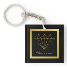 Elegant Black Guld Geometric Diamond