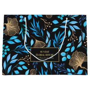 Elegant Black Guld Ginkgo Blommigt Business