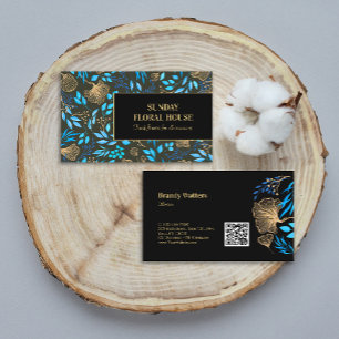 Elegant Black Guld Ginkgo Blommigt Feminine Visitkort