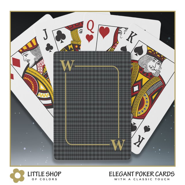 Elegant Black Guld Glen Play Monogram Inledande Casinokort (Skapare uppladdad)