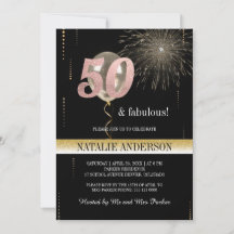 Elegant Black Guld Glitter 50:e Födelsedagsfesten