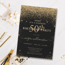 Elegant Black Guld Glitter 50:e Födelsedagsfesten