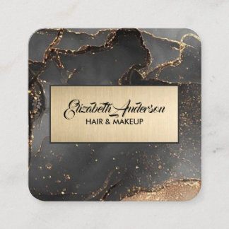 Elegant Black & Guld Glitter Agate Clearboard Fyrkantigt Visitkort