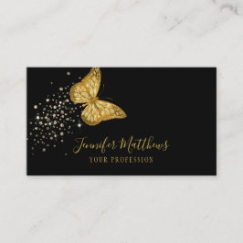 Elegant Black Guld Glitter Butterfly Visitkort