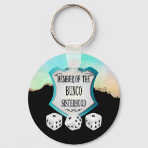 Elegant Black Guld Glitter Dice Sisterhood Bunco Nyckelring