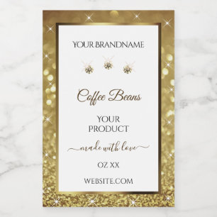 Elegant Black Guld Glitter-etiketter juveler Mat Etikett