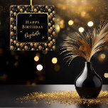 Elegant Black Guld Glitter födelsedag i Julgransprydnad Keramik<br><div class="desc">En färglös mönster av svart och guld-ton fast färgad och faux glitter ballonger. Underbar för att fira alla former av tillfälle från födelsedagar till pension party! Elegant,  unik och glamorös stil med dig i åtanke.</div>