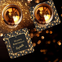 Elegant Black Guld Glitter födelsedag i