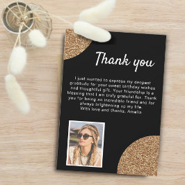 Elegant Black Guld Glitter fotodag Tack Kort