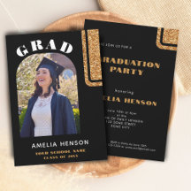 Elegant Black Guld Glitter Grad Photo Studenten