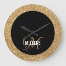 Elegant Black guld glitter monogram-familjen namn
