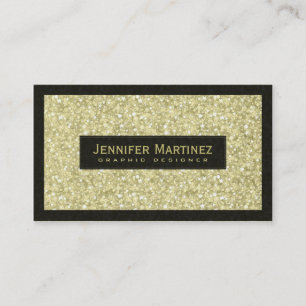 Elegant Black & Guld Glitter & Sparkles Visitkort