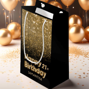 Elegant Black Guld Gnistra 21:a födelsedag, liten 